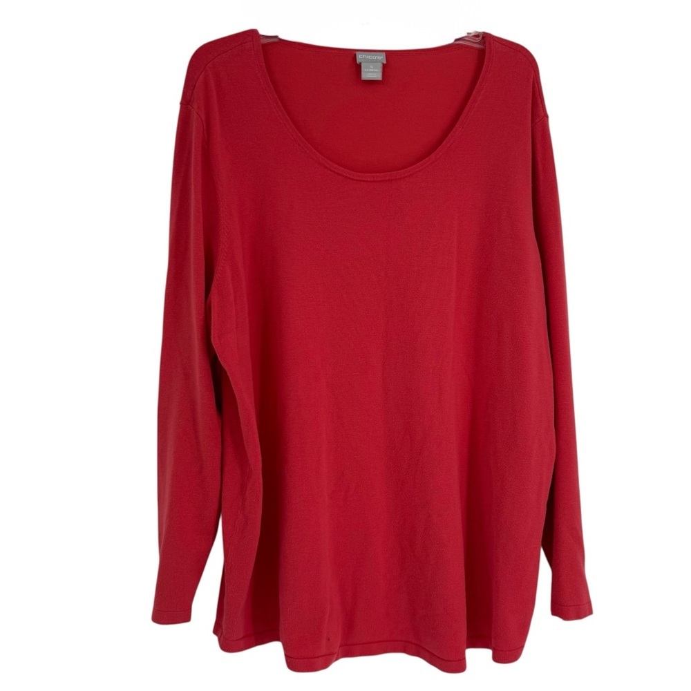 Chicos Pullover Crewneck Sweater Top Size 4 (2X) Long Sleeve Salmon Minimalist